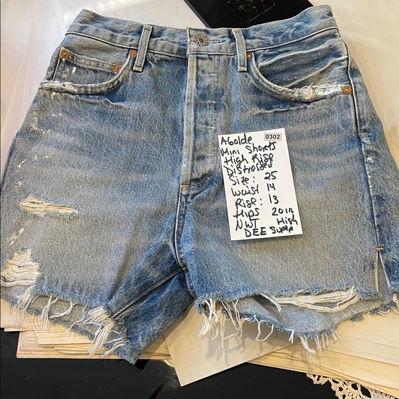 AGOLDE Dee Super High Rise Denim Shorts Ricochet Medium Wash Size 25 NWT - Picture 14 of 15